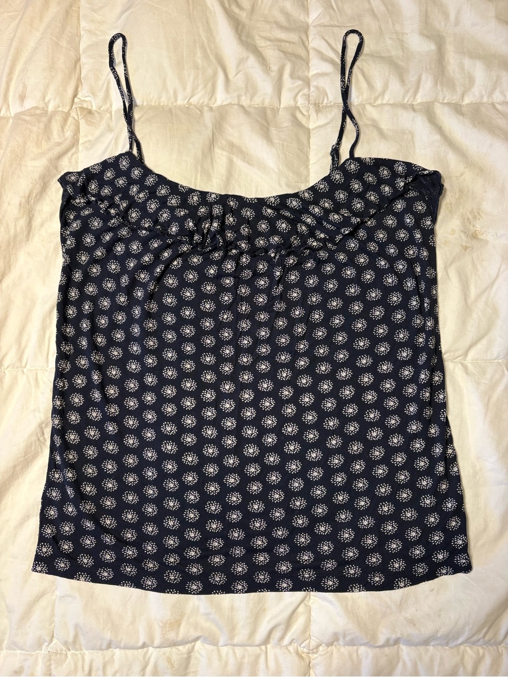 LOFT Navy Blue Printed Spaghetti Strap Camisole size small